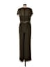 ModCloth 100% Polyester Solid Brown Green Jumpsuit Size L - photo 2