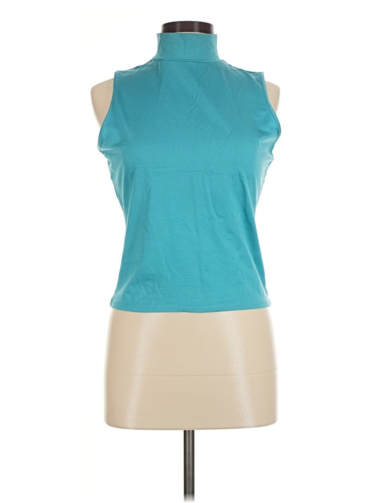 Pre-owned Carlisle Sleeveless Top Teal Halter Neckline Tops