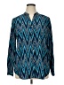Style&Co 100% Polyester Chevron-herringbone Blue Long Sleeve Blouse Size XL - photo 1