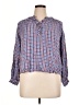 Democracy 100% Rayon Checkered-gingham Blue Long Sleeve Blouse Size XL - photo 1