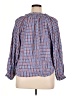 Democracy 100% Rayon Checkered-gingham Blue Long Sleeve Blouse Size XL - photo 2