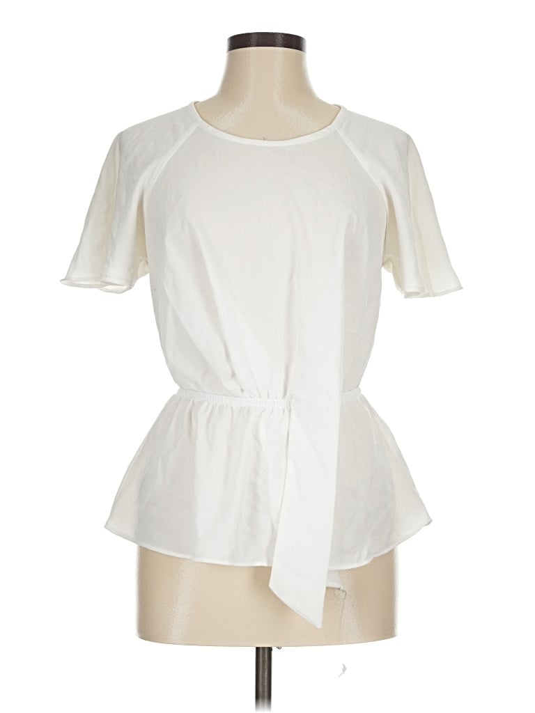 Pre-owned Charming Charlie Short Sleeve Blouse In Ivory