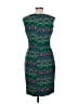 Ellen Tracy 100% Polyester Chevron-herringbone Teal Casual Dress Size 10 - photo 2