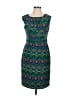 Ellen Tracy 100% Polyester Chevron-herringbone Teal Casual Dress Size 10 - photo 1