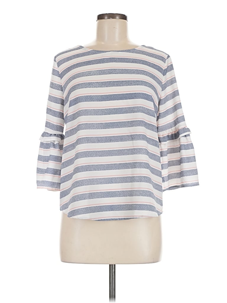 Pre-owned Gibson 3/4 Sleeve Top Gray Boatneck Tops