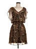Express 100% Polyester Animal Print Brown Cocktail Dress Size M - photo 1
