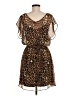 Express 100% Polyester Animal Print Brown Cocktail Dress Size M - photo 2