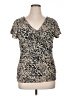 Valerie Stevens 100% Nylon Animal Print Tan Short Sleeve Top Size XL - photo 1
