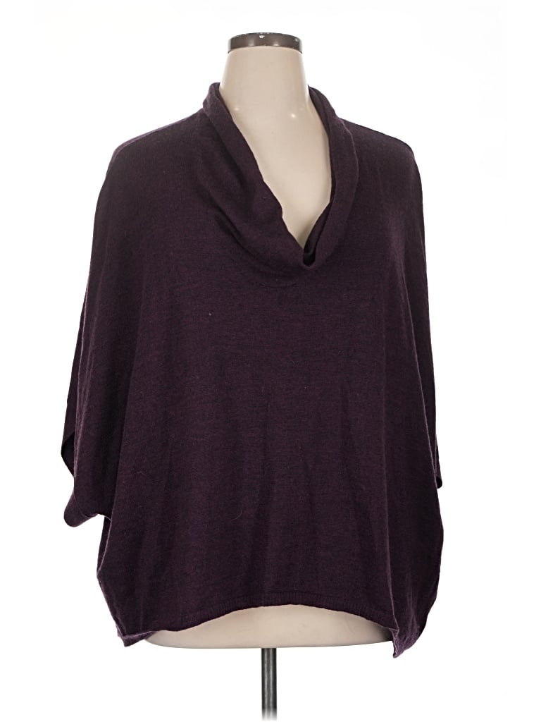 Pre-owned Eileen Fisher Poncho In Burgundy
