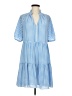 CeCe 100% Polyester Checkered-gingham Blue Casual Dress Size M - photo 1