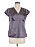 Van Heusen 100% Polyester Metallic Gray Purple Short Sleeve Blouse Size M - photo 1