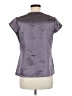 Van Heusen 100% Polyester Metallic Gray Purple Short Sleeve Blouse Size M - photo 2