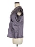Van Heusen 100% Polyester Metallic Gray Purple Short Sleeve Blouse Size M - photo 5
