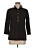 J. McLaughlin Black 3/4 Sleeve Button-Down Shirt Size M - photo 1