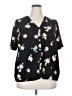 ModCloth 100% Polyester Floral Black Short Sleeve Blouse Size 2X - photo 1