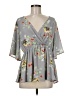Torrid 100% Polyester Gray 3/4 Sleeve Blouse Size Med Plus (00) - photo 1