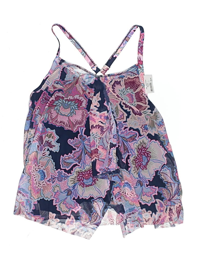 Pre-owned Beach House Swimsuit Top Purple Paisley Pattern Swimwear