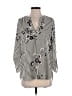 Black Rainn 100% Polyester Silver 3/4 Sleeve Blouse Size M - photo 1