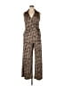 Nina Leonard Animal Print Brown Jumpsuit Size XL - photo 1