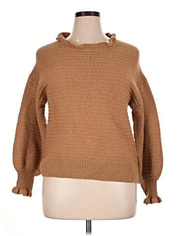 Madewell Ruffle-Neck Pullover Sweater in Cotton-Merino Yarn (view 1)