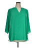 Chaus 100% Polyester Green 3/4 Sleeve Blouse Size 1X - photo 1