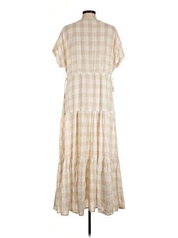 Madewell Button-Front Tiered Midi Dress: Undyed Gingham Edition (view 2)