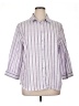 Chico's 100% Linen Stripes Purple 3/4 Sleeve Button-Down Shirt Size XL (3) - photo 1