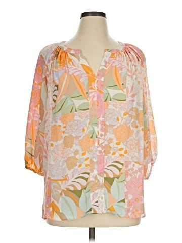 Rose + Olive 3/4 Sleeve Blouse (view 1)