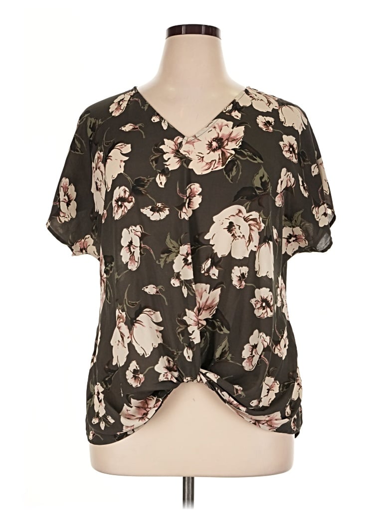 Pre-owned West Kei Short Sleeve Blouse In Brown