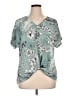 West Kei 100% Polyester Teal Short Sleeve Blouse Size XL - photo 1