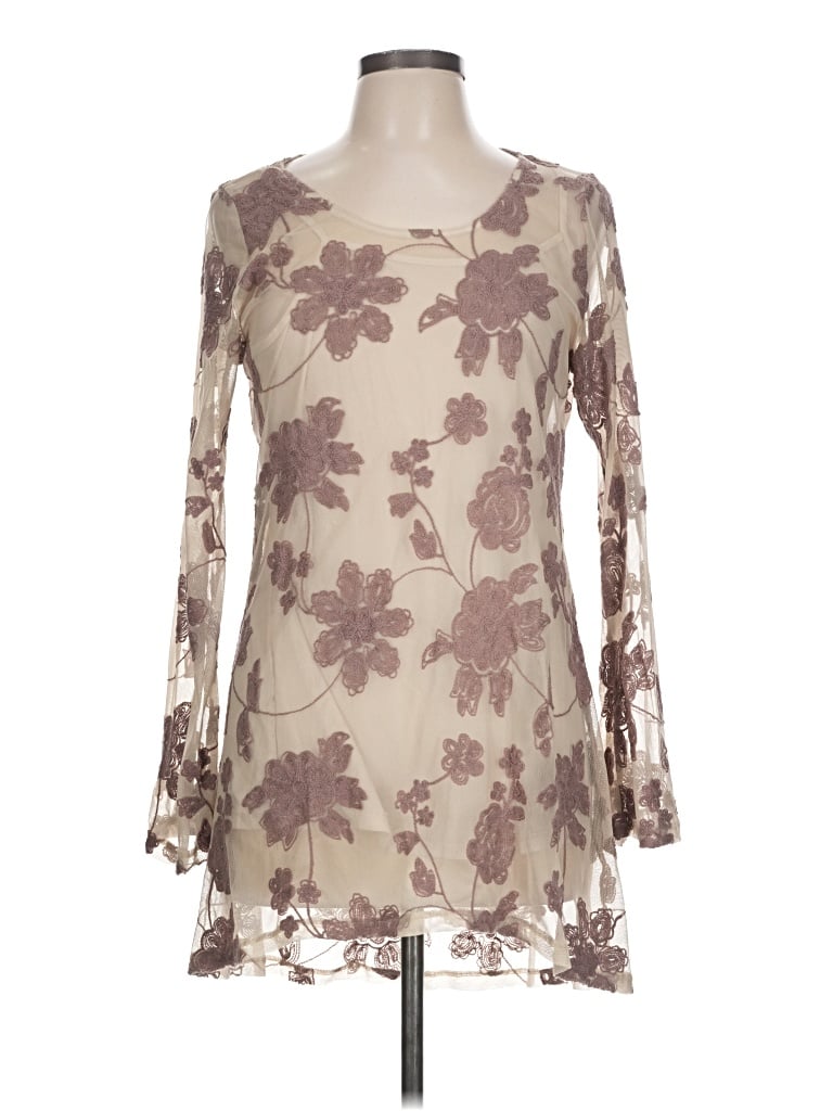 Pre-owned Blu Pepper 3/4 Sleeve Blouse In Brown