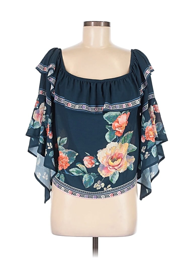 Pre-owned Jealous Tomato 3/4 Sleeve Blouse In Blue