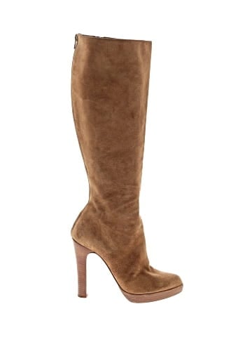 Christian Louboutin Brown Suede Platform Tall Boots (view 1)