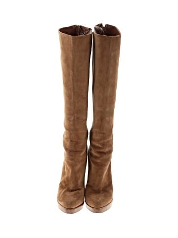 Christian Louboutin Brown Suede Platform Tall Boots (view 2)