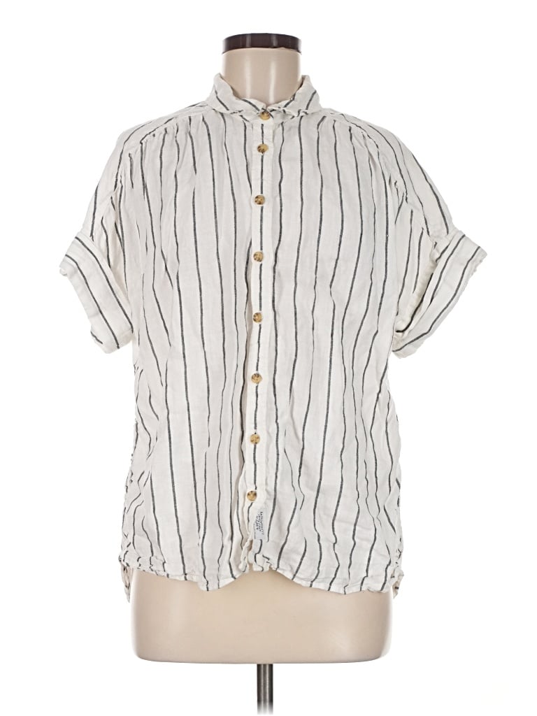 Pre-owned Jcrew Short Sleeve Button Down Shirt In Ivory