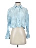 Sleeper Checkered-gingham Blue Long Sleeve Blouse Size Sm - Med - photo 1