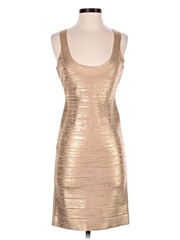 Herve Leger Gold Foil Combo Catherine Bandage Dress (view 1)