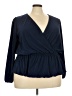On 34th 100% Polyester Blue Long Sleeve Blouse Size 2X - photo 1