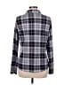 Just Be... Plaid Blue Long Sleeve Blouse Size L - photo 2