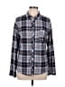 Just Be... Plaid Blue Long Sleeve Blouse Size L - photo 1