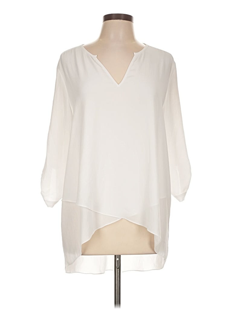 Pre-owned Karen Kane 3/4 Sleeve Blouse In Ivory