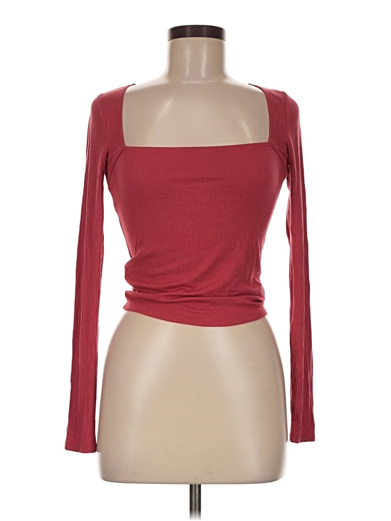 Pre-owned Forever 21 Long Sleeve T-shirt In Burgundy