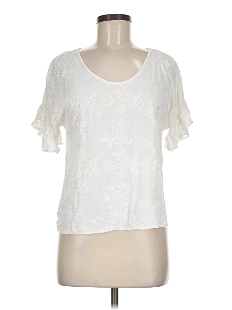 Pre-owned Karen Kane Short Sleeve Blouse In Ivory