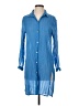 PilyQ 100% Cotton Blue 3/4 Sleeve Button-Down Shirt Size XS - photo 1