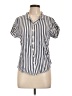Alexander Jordan 100% Rayon Stripes Ivory Short Sleeve Blouse Size L - photo 1