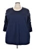 Roaman's 100% Cotton Blue 3/4 Sleeve Top Size 26 (2X) - photo 1