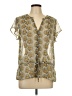 DR2 100% Polyester Gold Short Sleeve Blouse Size L - photo 1