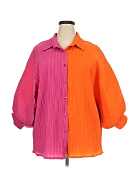 Shein Curve 3/4 Sleeve Button Down Shirt