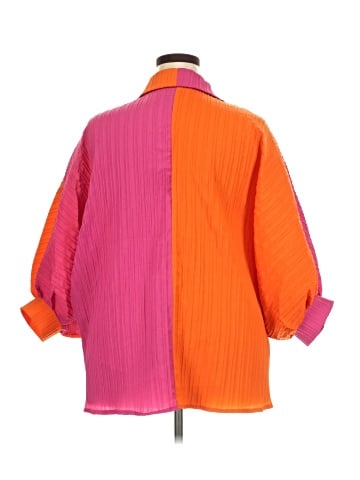 Shein Curve 3/4 Sleeve Button-Down Shirt (view 2)