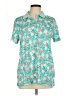 Lands' End 100% Cotton Tropical Teal Short Sleeve Blouse Size L (tall) - photo 1